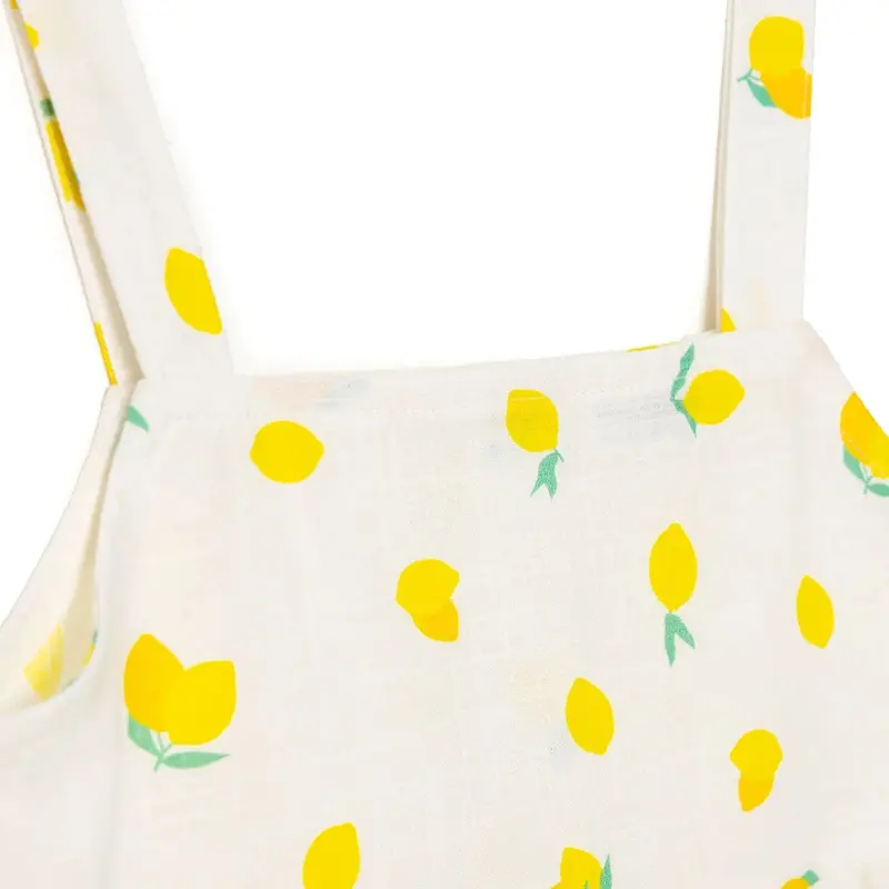 Hellobaby Girls Dress Fruit Print Lemonade Decorative Collar Short Length Strappy - Ecru Printed 3