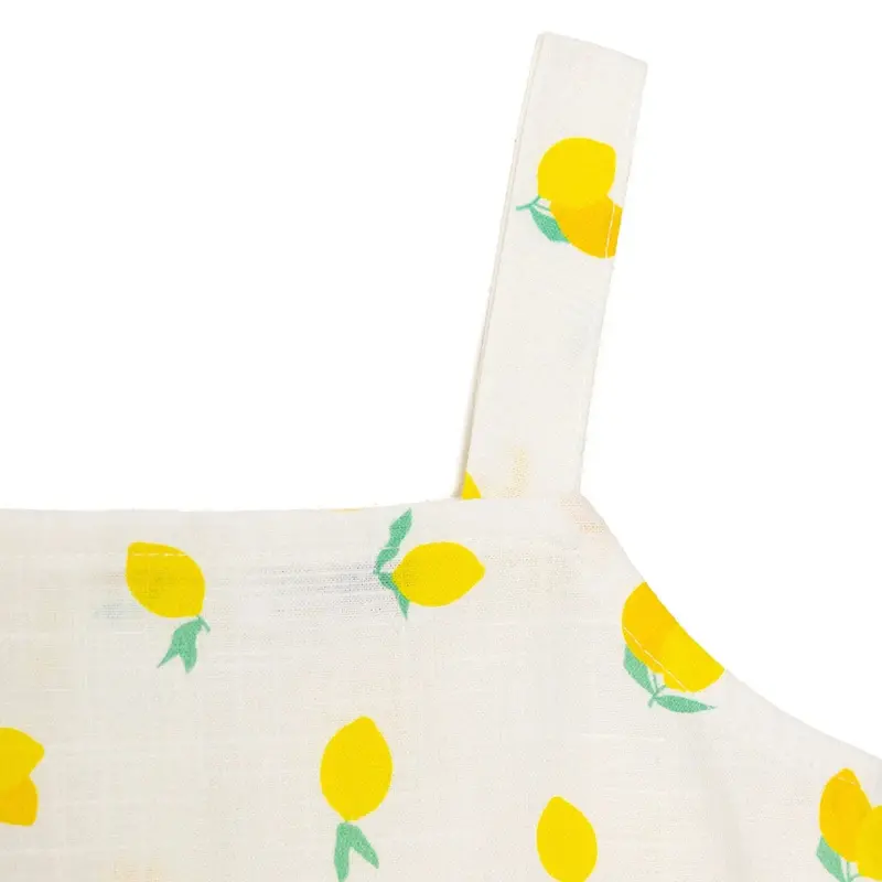 Hellobaby Girls Dress Fruit Print Lemonade Decorative Collar Short Length Strappy - Ecru Printed 4