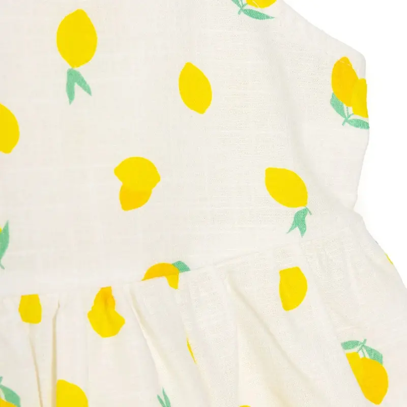 Hellobaby Girls Dress Fruit Print Lemonade Decorative Collar Short Length Strappy - Ecru Printed 5