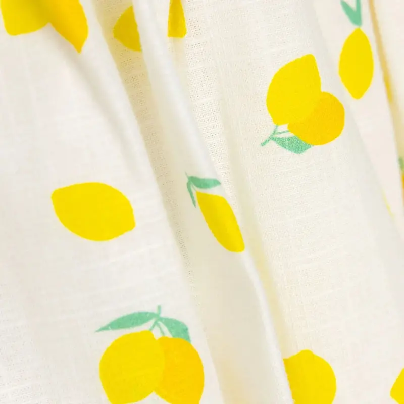 Hellobaby Girls Dress Fruit Print Lemonade Decorative Collar Short Length Strappy - Ecru Printed 7