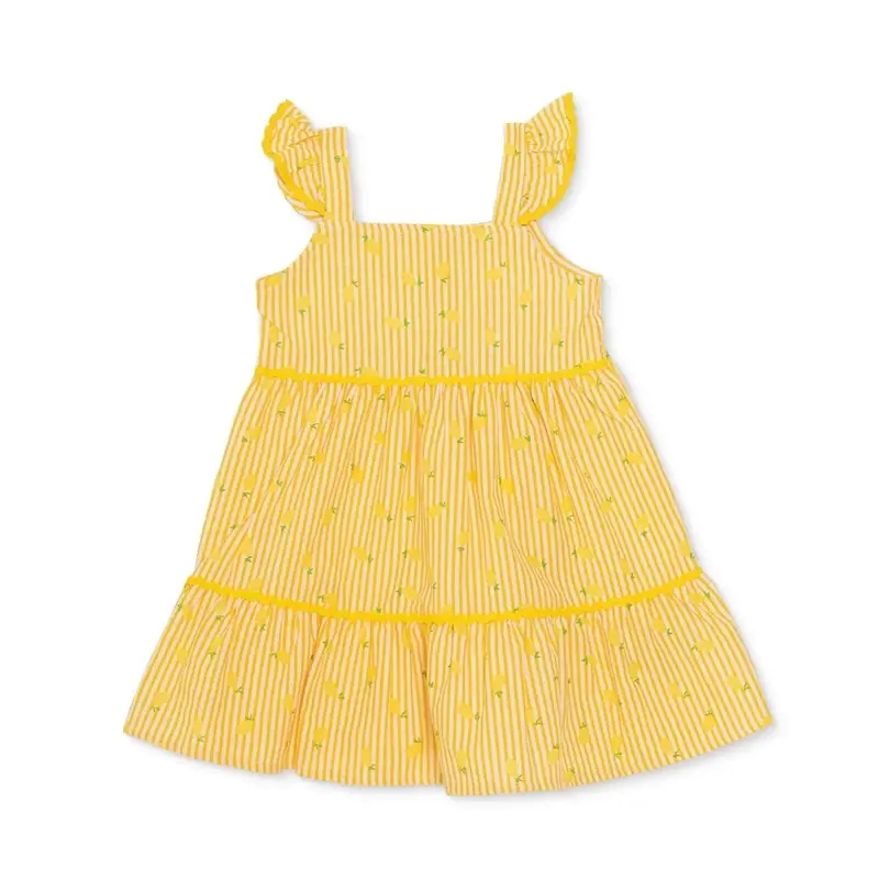 Hellobaby Girls Dress Fruit Print Lemonade Decorative Collar Short Length Strappy - Yellow Printed 1