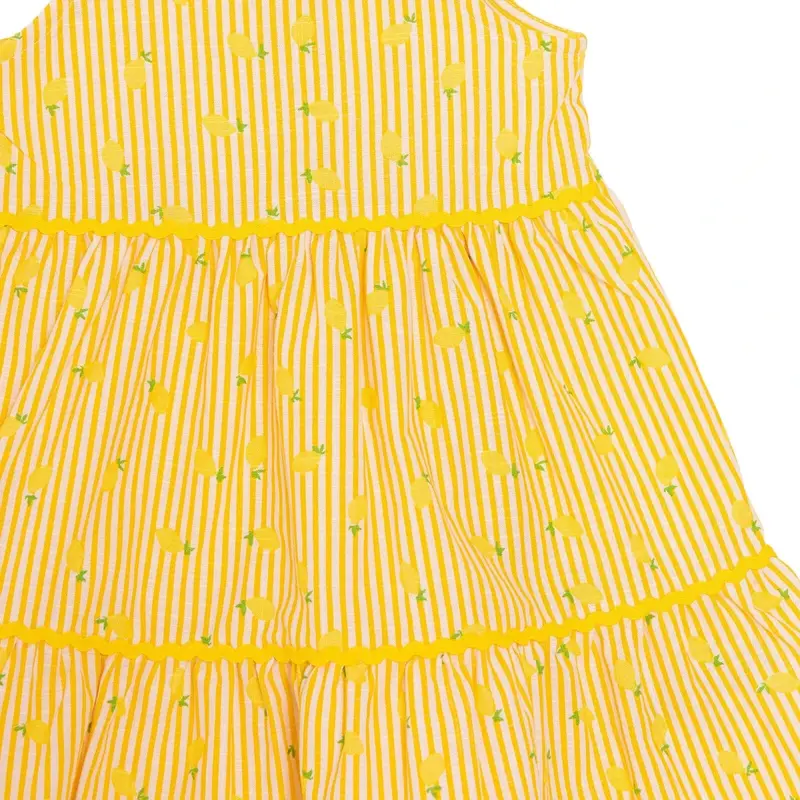 Hellobaby Girls Dress Fruit Print Lemonade Decorative Collar Short Length Strappy - Yellow Printed 3