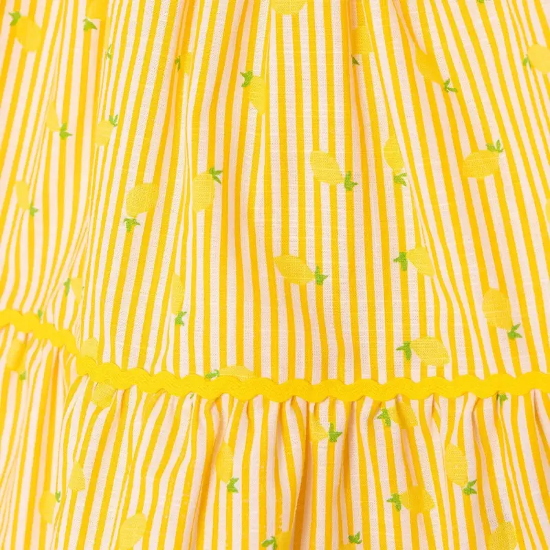 Hellobaby Girls Dress Fruit Print Lemonade Decorative Collar Short Length Strappy - Yellow Printed 6