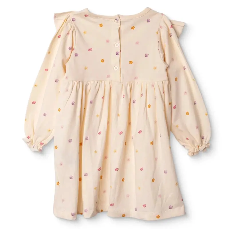 Hellobaby Girls Dress Polka Dot Print Pastel Dreams Crew Neck Long Sleeve - Ecru Printed 2
