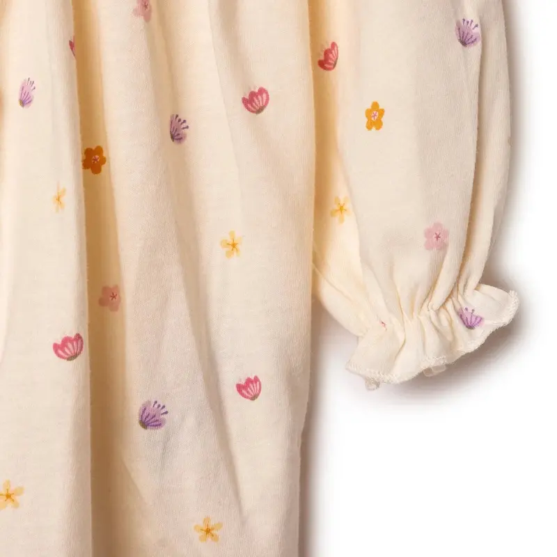 Hellobaby Girls Dress Polka Dot Print Pastel Dreams Crew Neck Long Sleeve - Ecru Printed 5