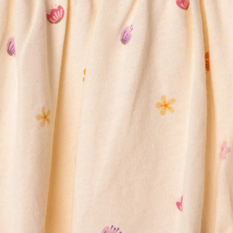 Hellobaby Girls Dress Polka Dot Print Pastel Dreams Crew Neck Long Sleeve - Ecru Printed 6