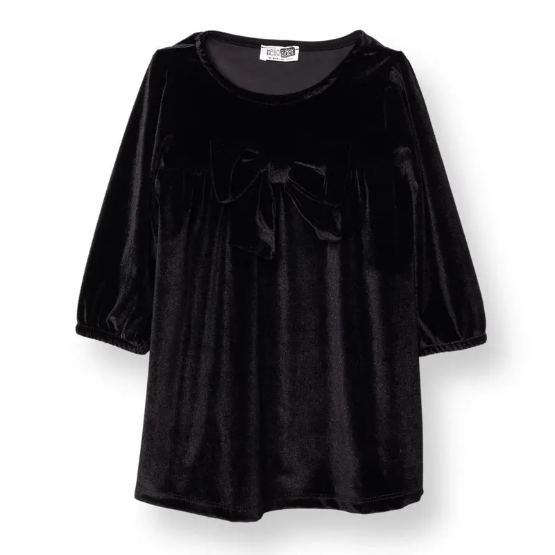 Hellobaby Girls Dress With Buttons Chic Crew Neck Short Sleeve - Black 1