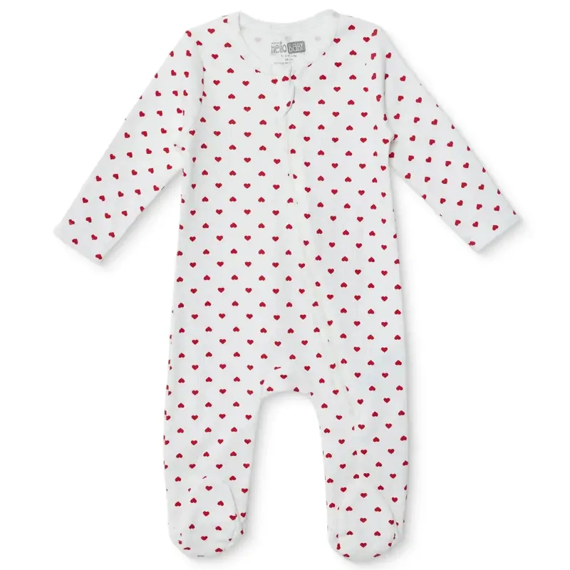 Hellobaby Girls Footed Sleepsuit Polka Dot Print Zip Fastening Crew Neck Full Length Long Sleeve - Ecru Printed 1