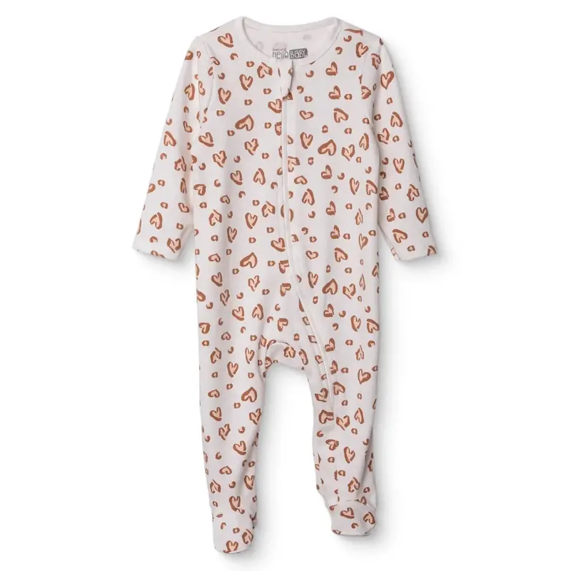 Hellobaby Girls Footed Sleepsuit Zip Fastening Crew Neck Full Length Long Sleeve - Pink 1