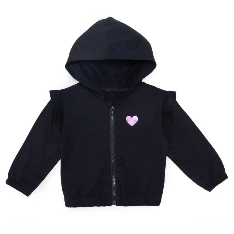 Hellobaby Girls Hooded Cardigan Crew Neck Long Sleeve - Black 1