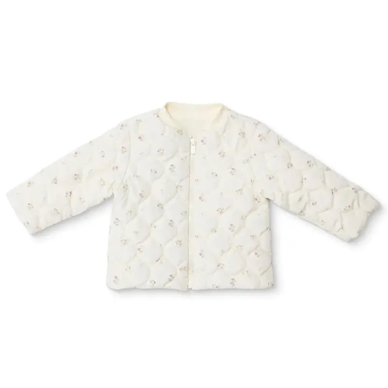 Hellobaby Girls Jacket Zip Fastening Pastel Dreams Crew Neck Long Sleeve - Ecru Printed 1