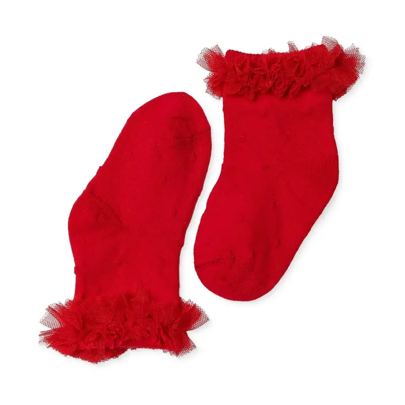 Hellobaby Girls Lace Socks - Red 1