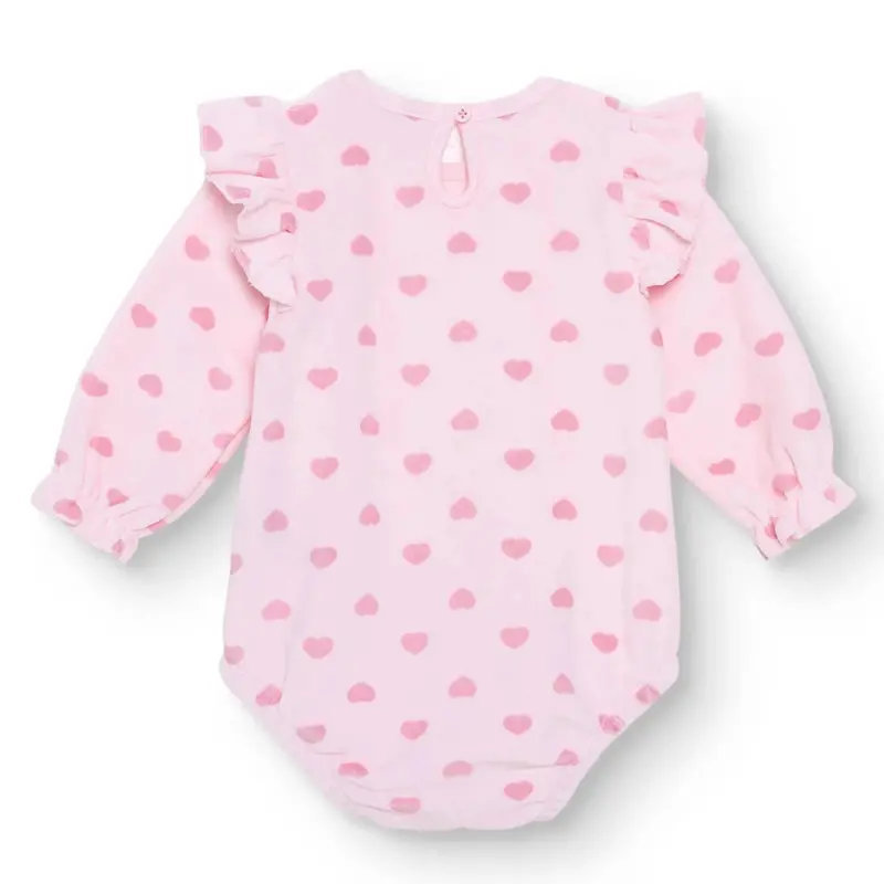 Hellobaby Girls Long Sleeve Bodysuit Heart With Poppers Crew Neck Long Sleeve - Light Pink 2