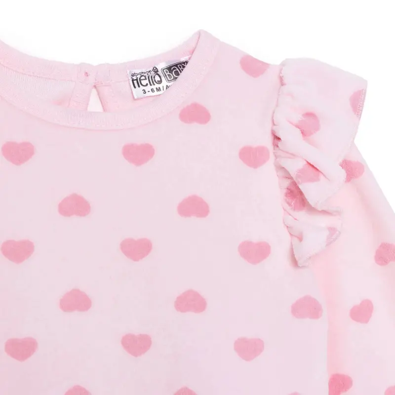 Hellobaby Girls Long Sleeve Bodysuit Heart With Poppers Crew Neck Long Sleeve - Light Pink 5