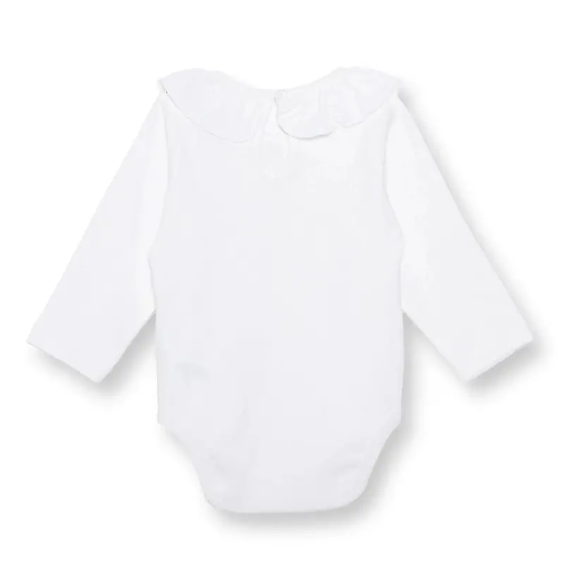Hellobaby Girls Long Sleeve Bodysuit With Poppers Frill Collar Long Sleeve - Ecru 2