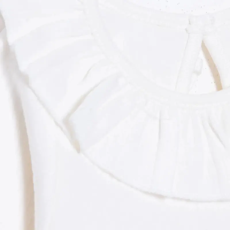 Hellobaby Girls Long Sleeve Bodysuit With Poppers Frill Collar Long Sleeve - Ecru 4