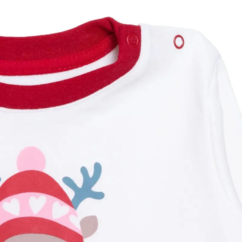 Hellobaby Girls Long Sleeve Pyjamas Set Animal With Poppers Christmas Crew Neck Long Leg Long Sleeve - Red 3