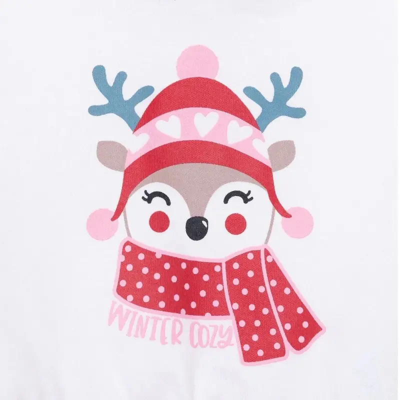 Hellobaby Girls Long Sleeve Pyjamas Set Animal With Poppers Christmas Crew Neck Long Leg Long Sleeve - Red 4