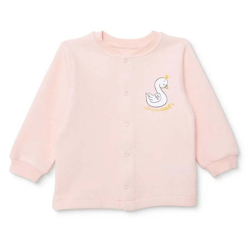 Hellobaby Girls Quilted Cardigan Animal Print Snap Fastening Crew Neck Sleeveless - Pink 1