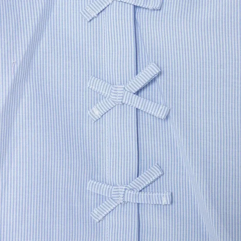 Hellobaby Girls Shirt Bow Print Buttoned Peter Pan Collar Long Sleeve - Blue 5