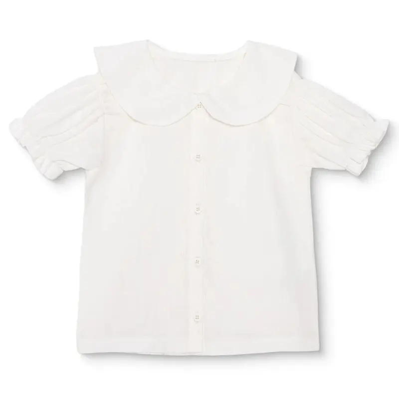 Hellobaby Girls Shirt Buttoned Berry Belle Peter Pan Collar Short Sleeve - Ecru 2