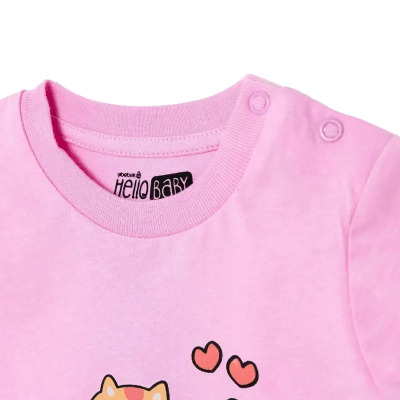Hellobaby Girls Short Sleeve Pyjamas Set Animal Crew Neck Long Leg Short Sleeve - Pink 3