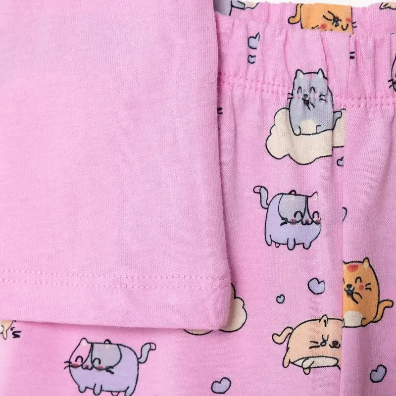 Hellobaby Girls Short Sleeve Pyjamas Set Animal Crew Neck Long Leg Short Sleeve - Pink 4