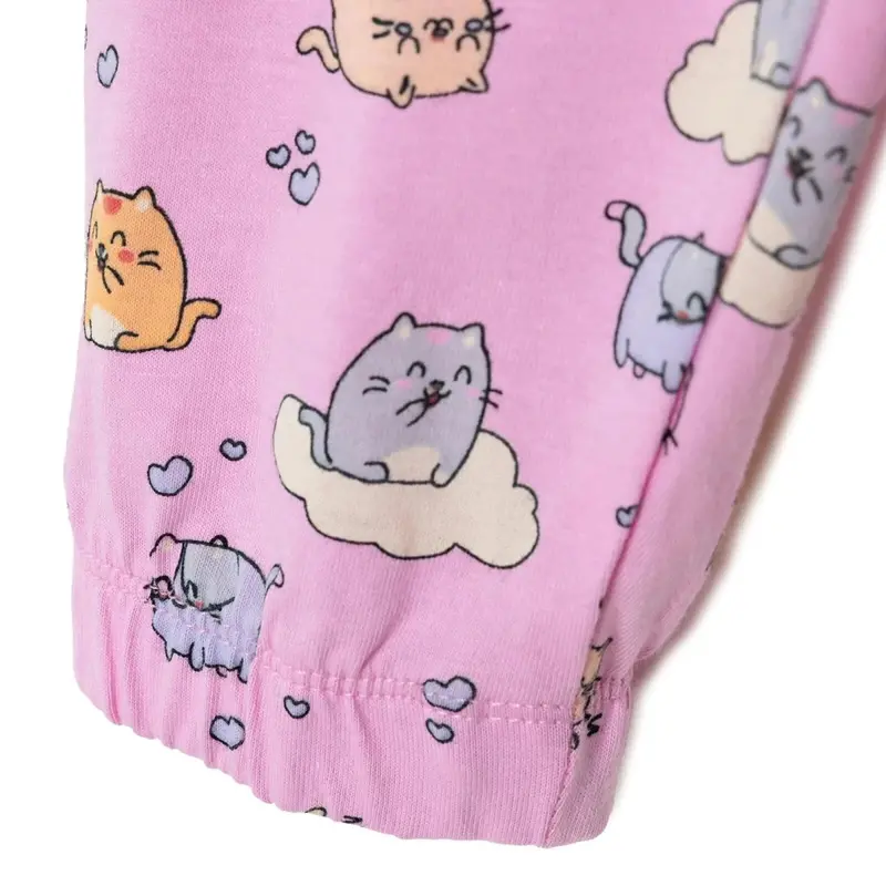 Hellobaby Girls Short Sleeve Pyjamas Set Animal Crew Neck Long Leg Short Sleeve - Pink 6
