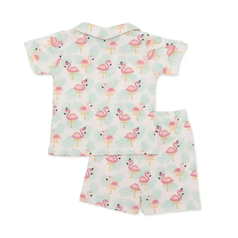 Hellobaby Girls Short Sleeve Pyjamas Set Animal With Buttons Peter Pan Collar Short Leg Short Sleeve - Light Pink 2