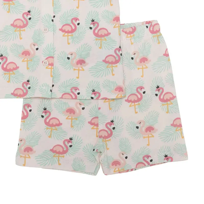 Hellobaby Girls Short Sleeve Pyjamas Set Animal With Buttons Peter Pan Collar Short Leg Short Sleeve - Light Pink 4