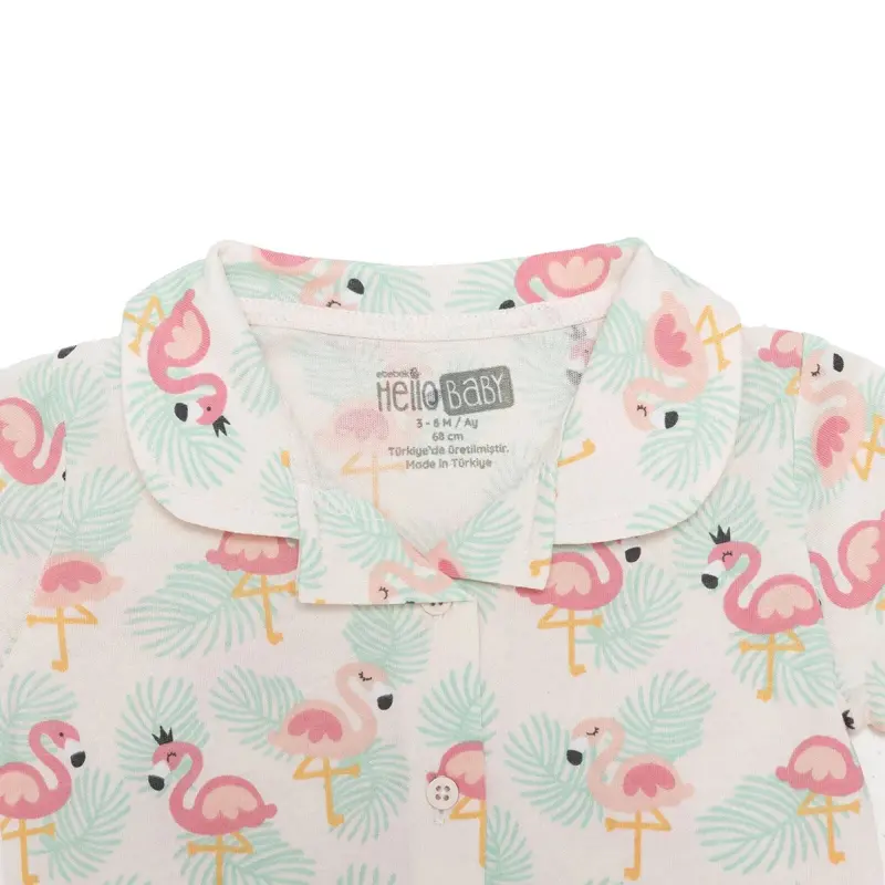 Hellobaby Girls Short Sleeve Pyjamas Set Animal With Buttons Peter Pan Collar Short Leg Short Sleeve - Light Pink 5