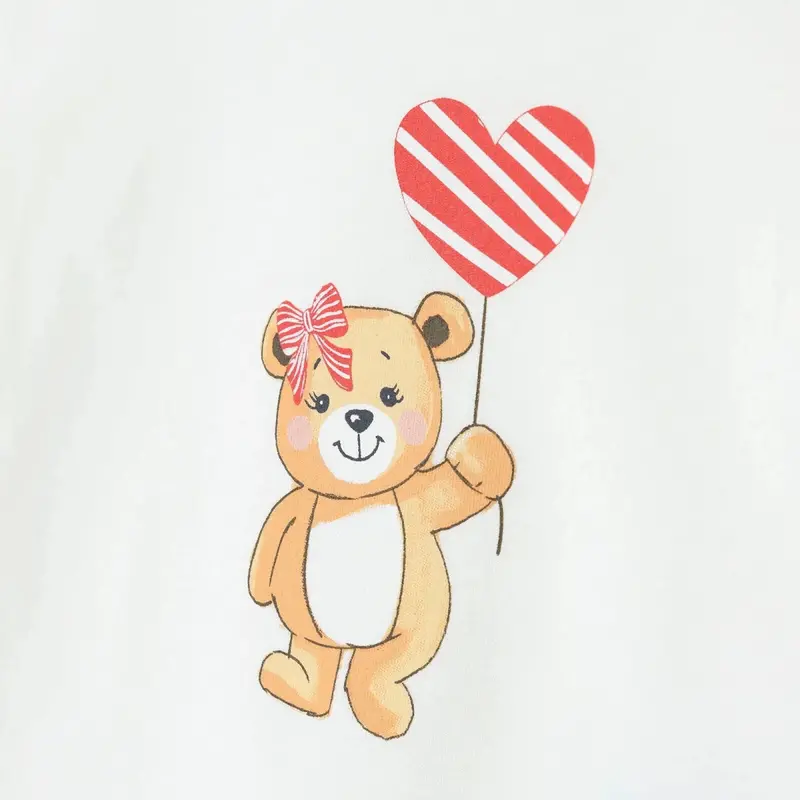 Hellobaby Girls Short Sleeve Pyjamas Set Bear Print Snap Fastening Crew Neck Short Length Short Slee - Ecru 4