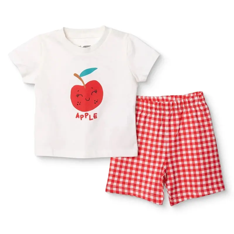Hellobaby Girls Short Sleeve Pyjamas Set Fruit Print Crew Neck Short Length Short Sleeve - Ecru 1