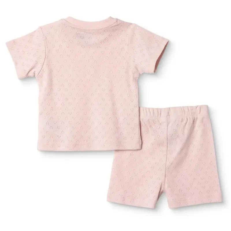 Hellobaby Girls Short Sleeve Pyjamas Set Heart Crew Neck Short Leg Short Sleeve - Pink 2