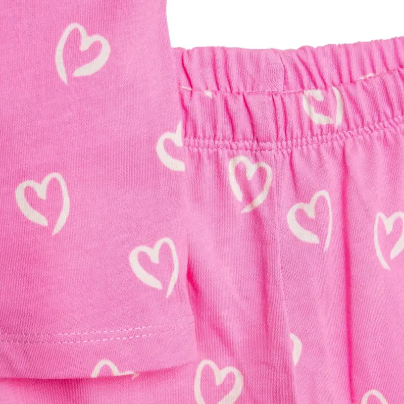 Hellobaby Girls Short Sleeve Pyjamas Set Heart Print Buttoned Shirt Collar Short Length Short Sleeve - Pink 5