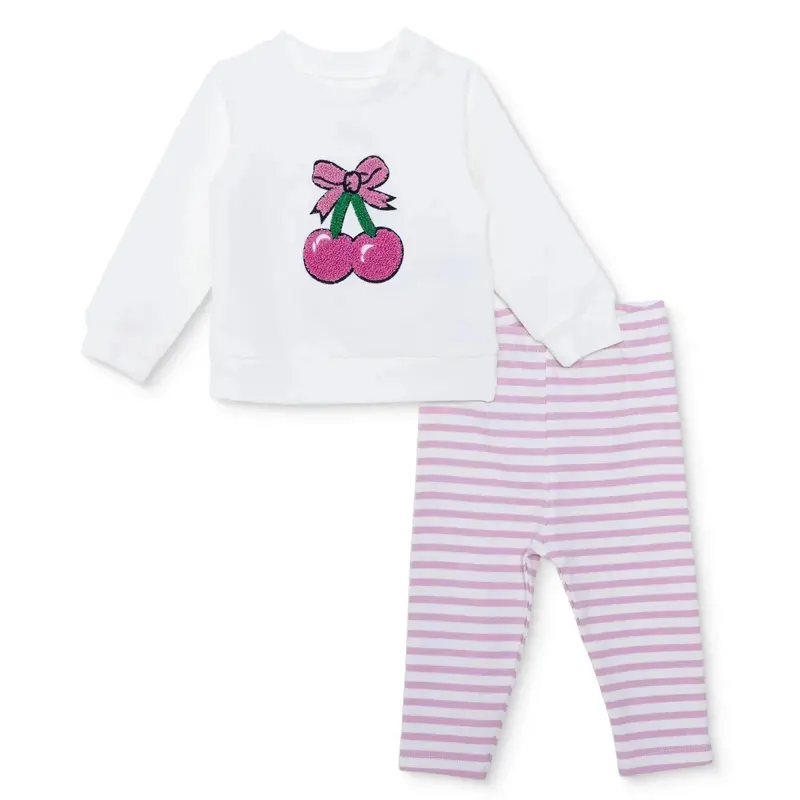 Hellobaby Girls Sweatshirt- Bottom Fruits Crew Neck Long Leg Long Sleeve - Pink 1