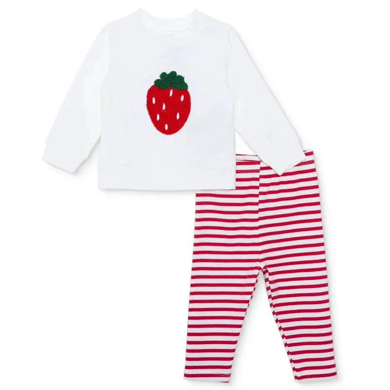Hellobaby Girls Sweatshirt- Bottom Fruits Crew Neck Long Leg Long Sleeve - Red 1