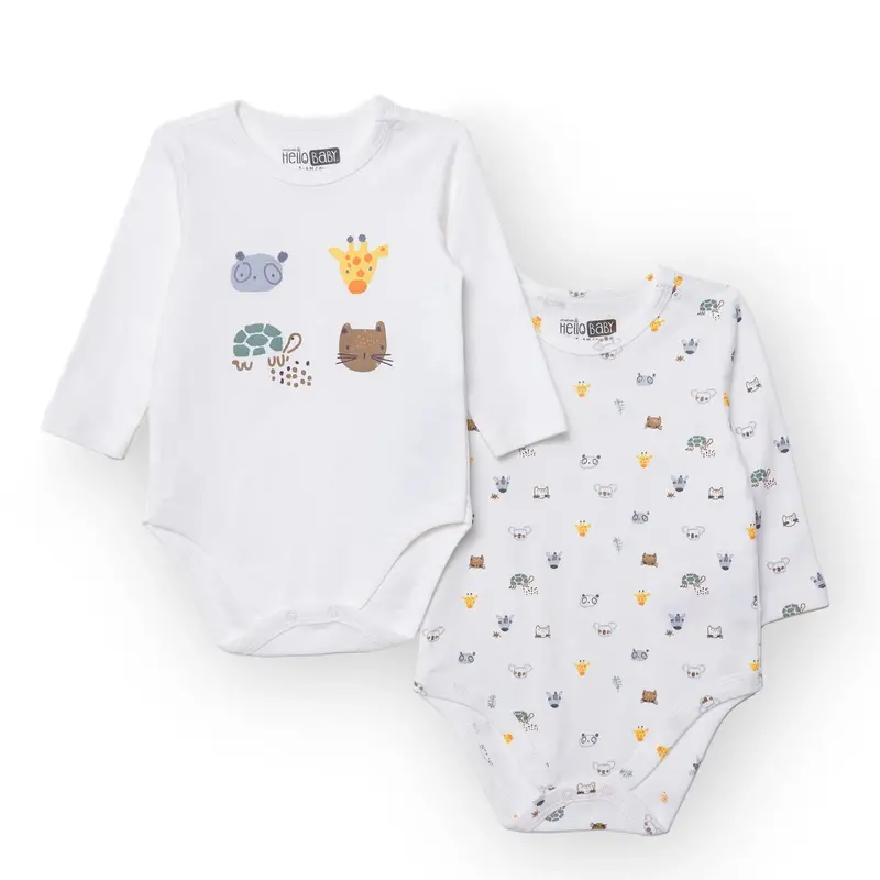 Hellobaby Long Sleeve Body 2 Pack - Ecru 1
