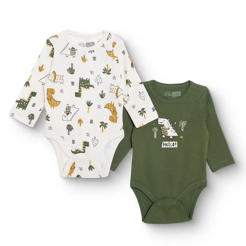 Hellobaby Long Sleeve Body 2 Pack - Khaki 1