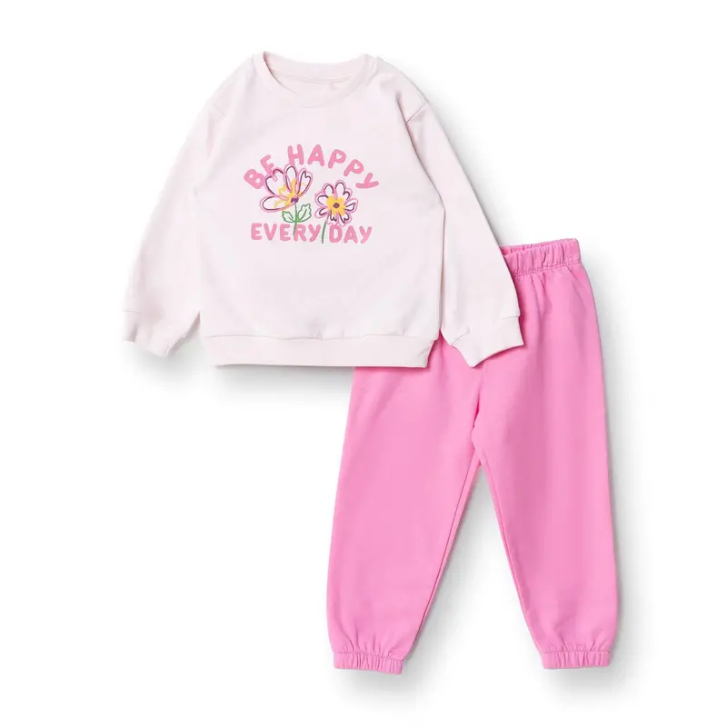 Hellobaby Motto Girl Jogging Set - Light Pink 1