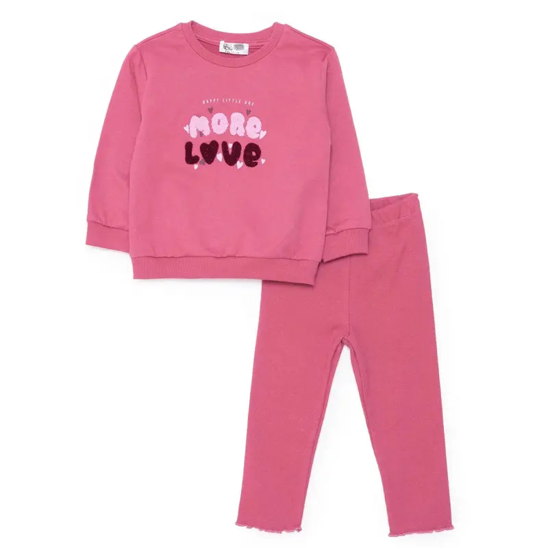 Hellobaby Motto Girl Sweatshirt- Legging - Light Rose 1