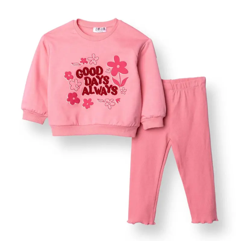 Hellobaby Motto Girl Sweatshirt- Leggings - Pink 1