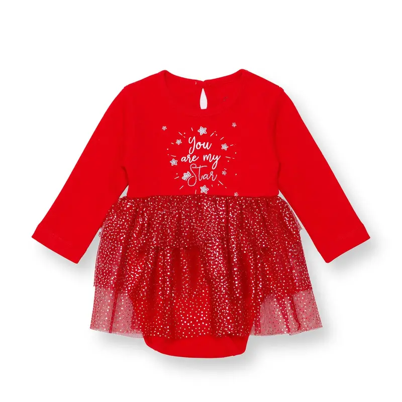 Hellobaby My First Christmas Newborn Girl Dress-Body - Red 1