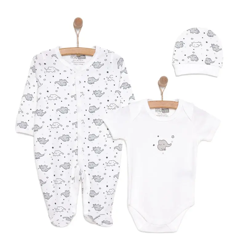 Hellobaby Newborn Baby Cute Elephant Jumpsuit - Ecru 1