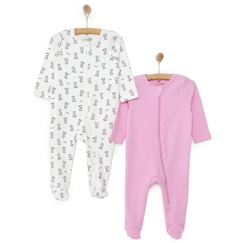 Hellobaby Newborn Baby Girl Footed Jumpsuit - Pink 1