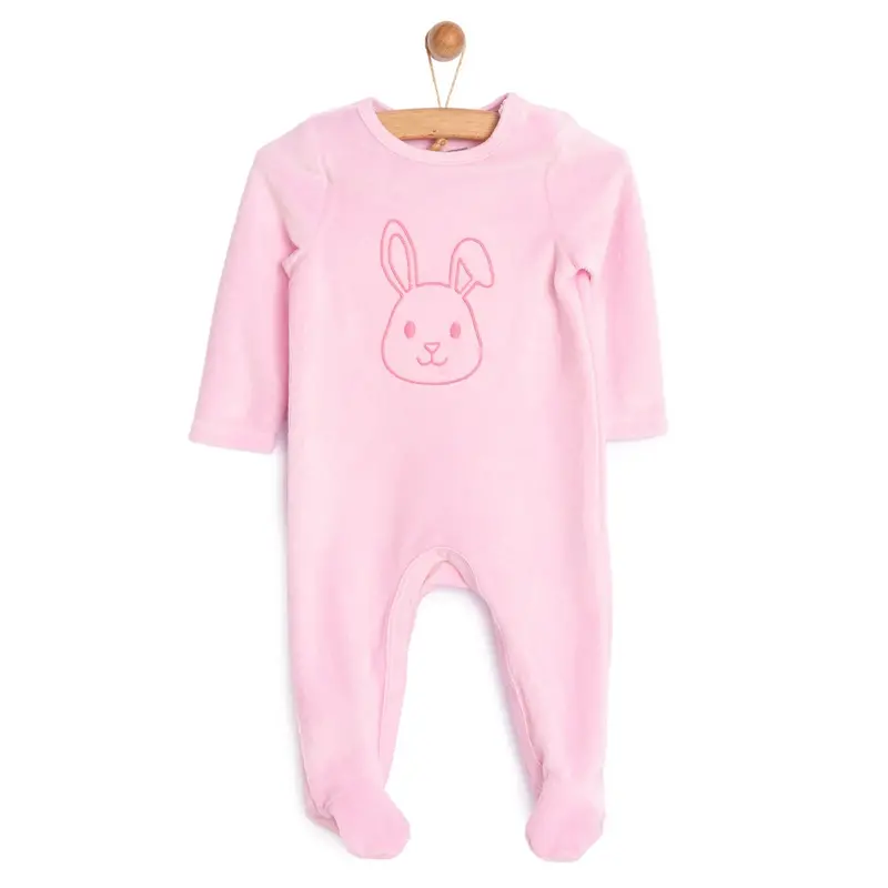 Hellobaby Newborn Baby Girl Velvet Footed Jumpsuit - Pink 1