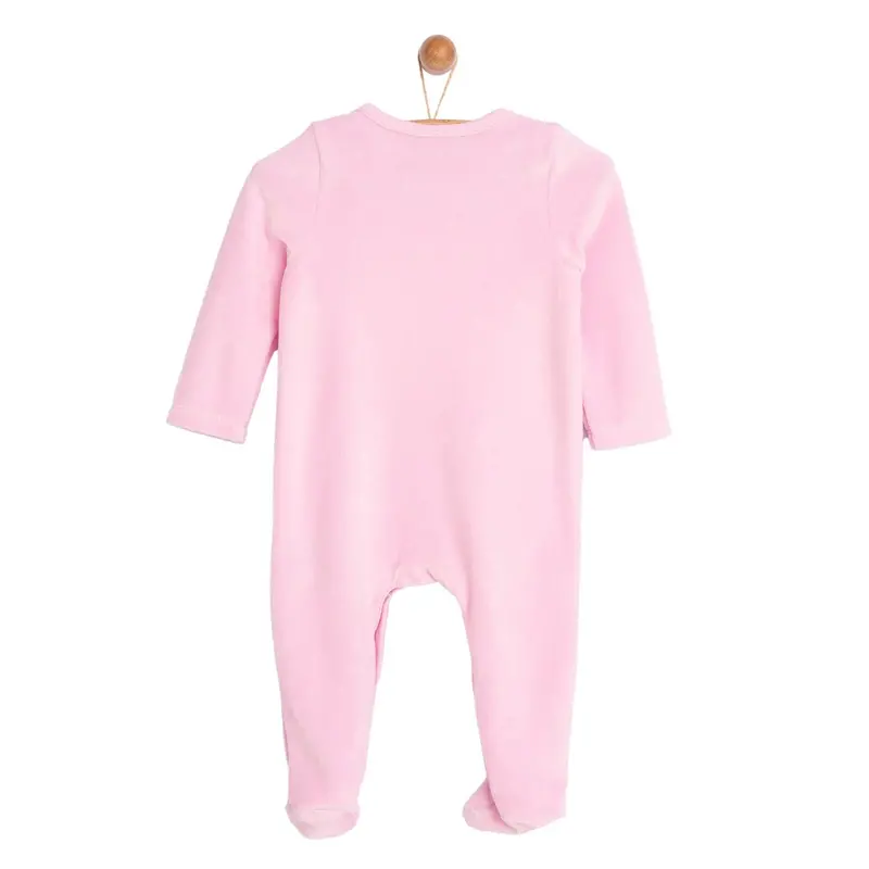 Hellobaby Newborn Baby Girl Velvet Footed Jumpsuit - Pink 2