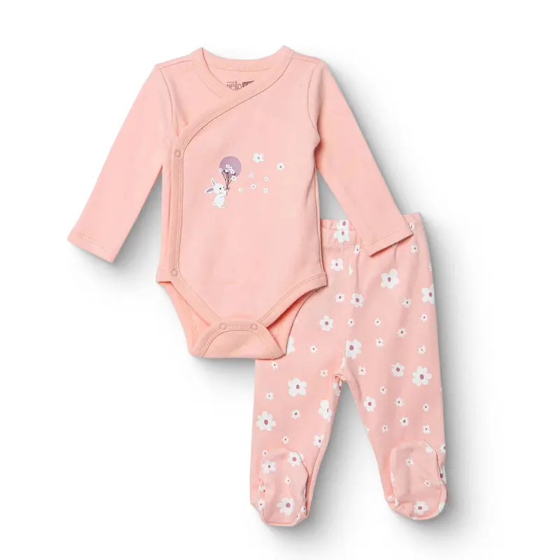 Hellobaby Newborn Body-Footed Bottom - Pink 1