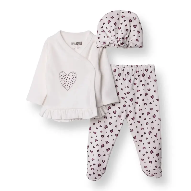 Hellobaby Newborn Body-Hat-Footed Bottom - Ecru 1