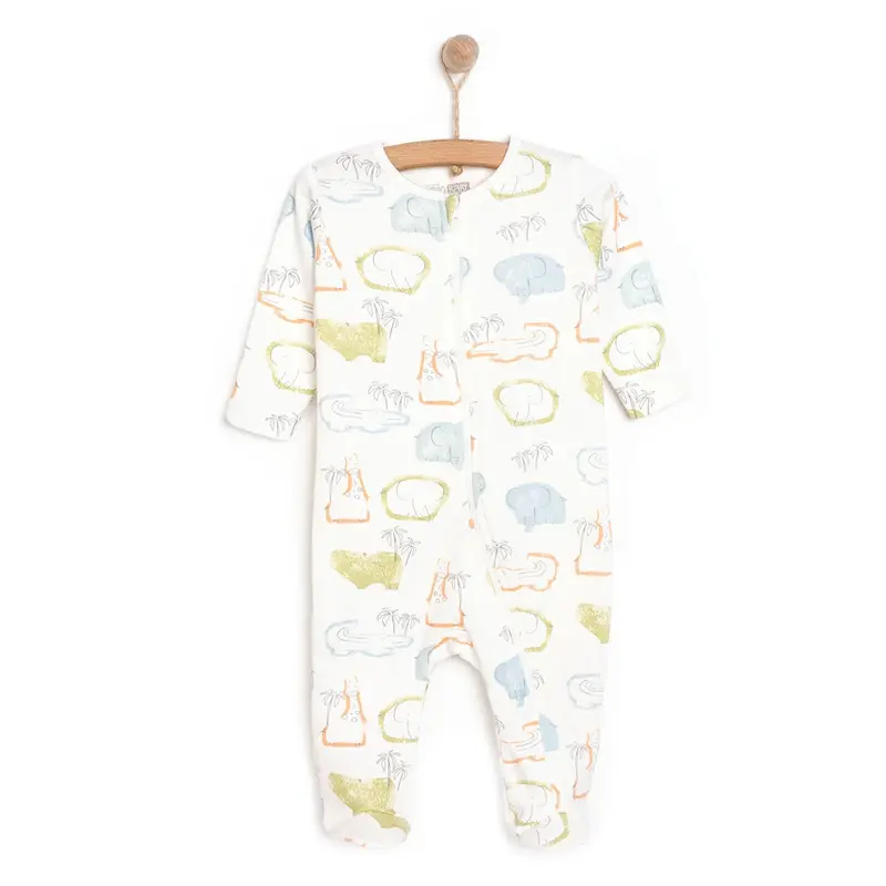 Hellobaby Newborn Boy Footed Jumpsuit - Ecru 1